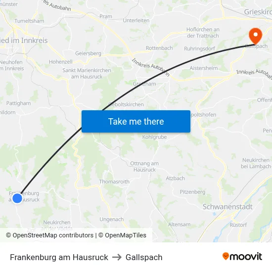Frankenburg am Hausruck to Gallspach map