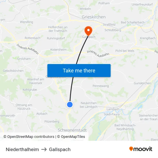 Niederthalheim to Gallspach map
