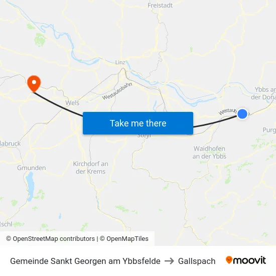 Gemeinde Sankt Georgen am Ybbsfelde to Gallspach map