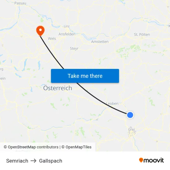 Semriach to Gallspach map