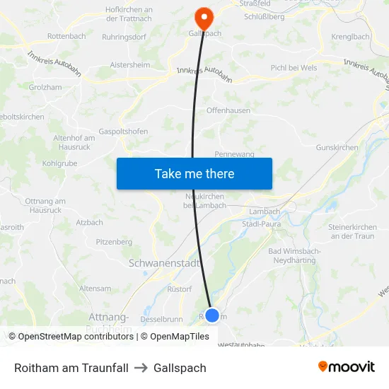 Roitham am Traunfall to Gallspach map