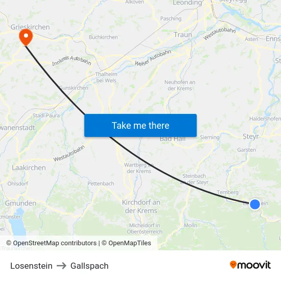 Losenstein to Gallspach map