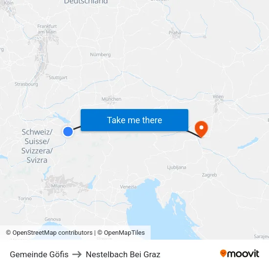 Gemeinde Göfis to Nestelbach Bei Graz map