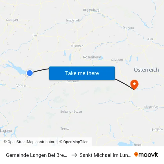 Gemeinde Langen Bei Bregenz to Sankt Michael Im Lungau map