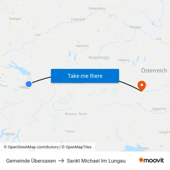Gemeinde Übersaxen to Sankt Michael Im Lungau map