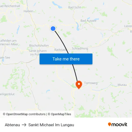 Abtenau to Sankt Michael Im Lungau map