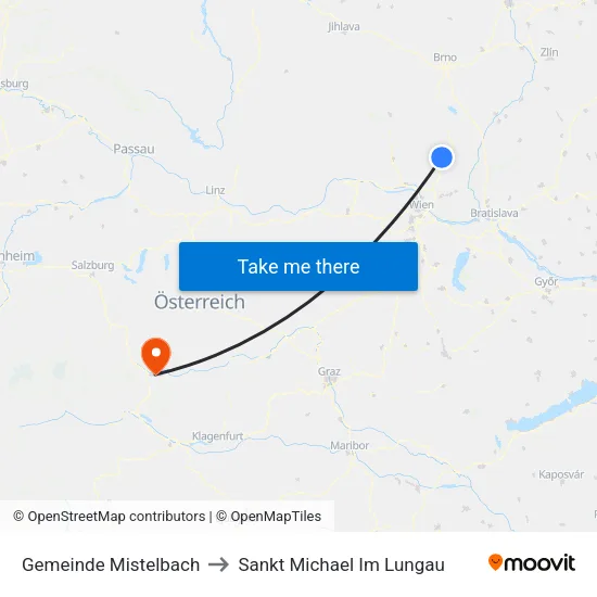 Gemeinde Mistelbach to Sankt Michael Im Lungau map