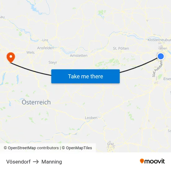 Vösendorf to Manning map