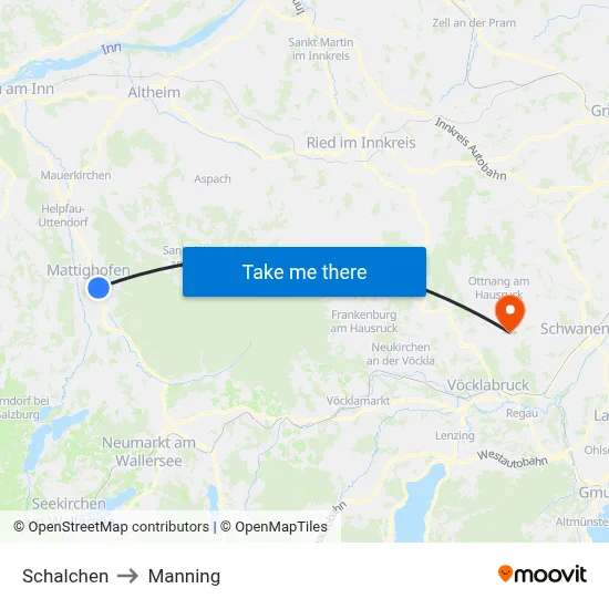 Schalchen to Manning map