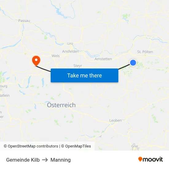 Gemeinde Kilb to Manning map
