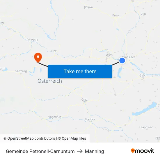Gemeinde Petronell-Carnuntum to Manning map
