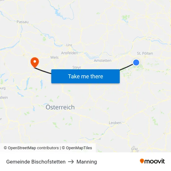 Gemeinde Bischofstetten to Manning map