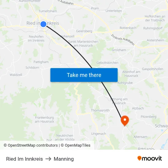 Ried Im Innkreis to Manning map