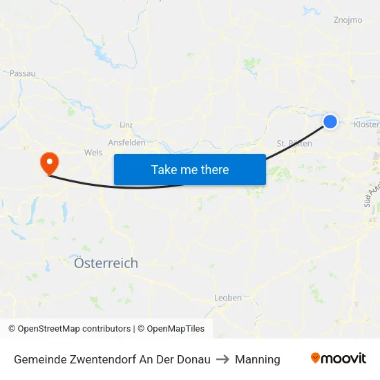 Gemeinde Zwentendorf An Der Donau to Manning map