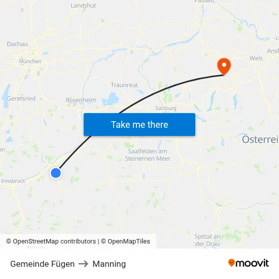 Gemeinde Fügen to Manning map