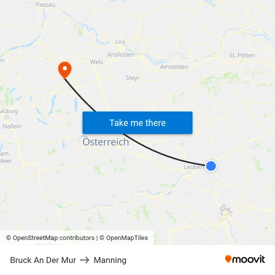 Bruck An Der Mur to Manning map
