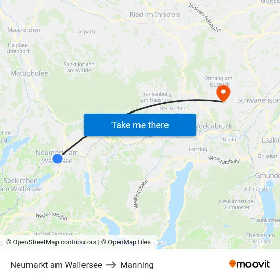 Neumarkt am Wallersee to Manning map