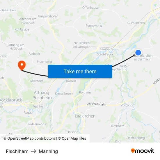 Fischlham to Manning map