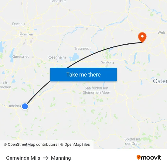 Gemeinde Mils to Manning map
