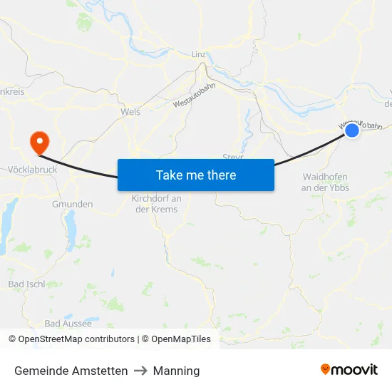 Gemeinde Amstetten to Manning map