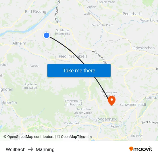 Weilbach to Manning map