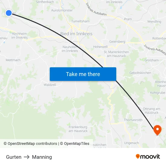 Gurten to Manning map