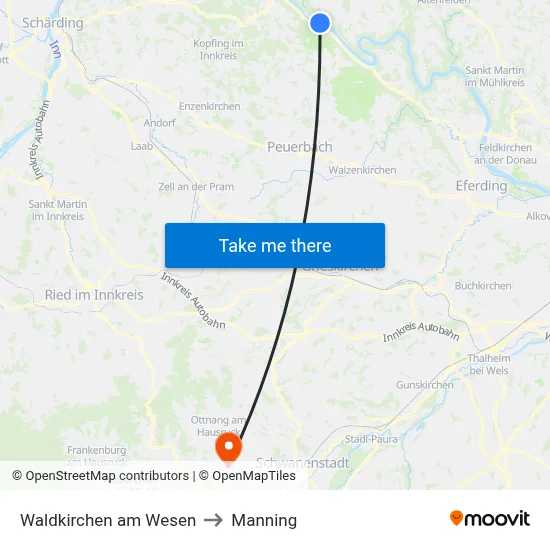 Waldkirchen am Wesen to Manning map