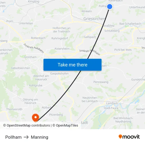 Pollham to Manning map