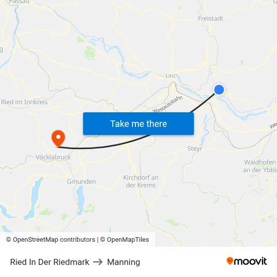 Ried In Der Riedmark to Manning map