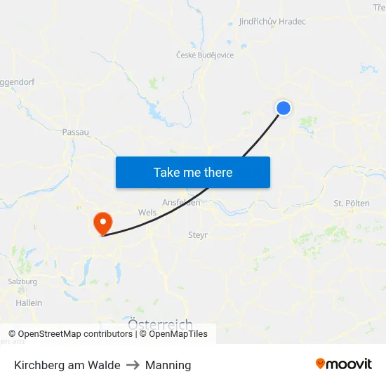 Kirchberg am Walde to Manning map