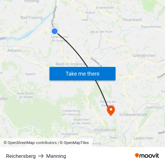 Reichersberg to Manning map