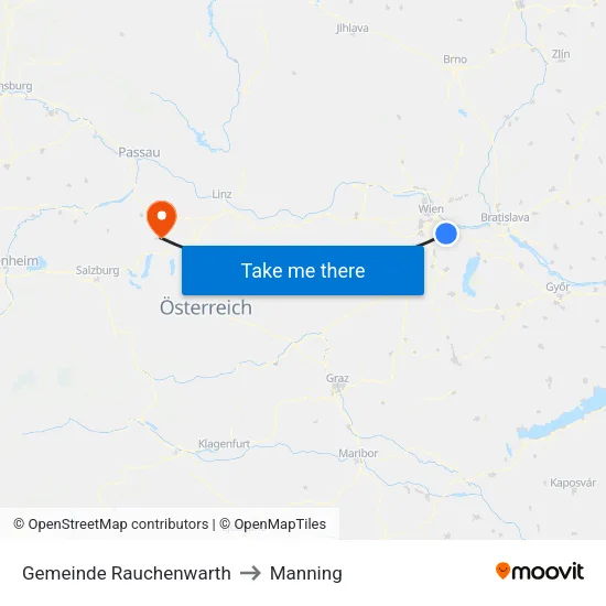 Gemeinde Rauchenwarth to Manning map