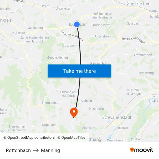Rottenbach to Manning map