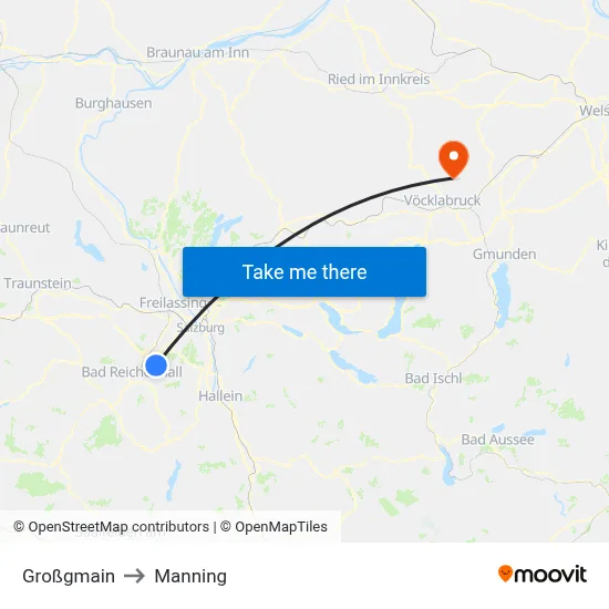 Großgmain to Manning map