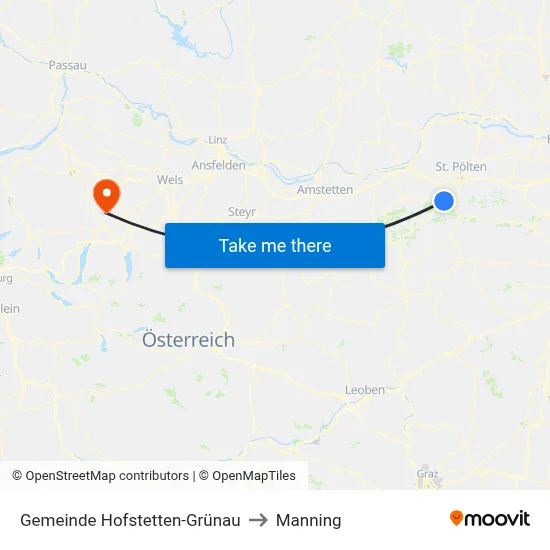 Gemeinde Hofstetten-Grünau to Manning map