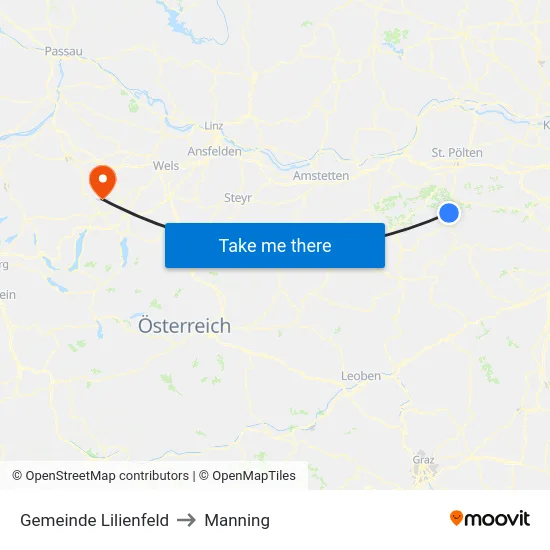 Gemeinde Lilienfeld to Manning map