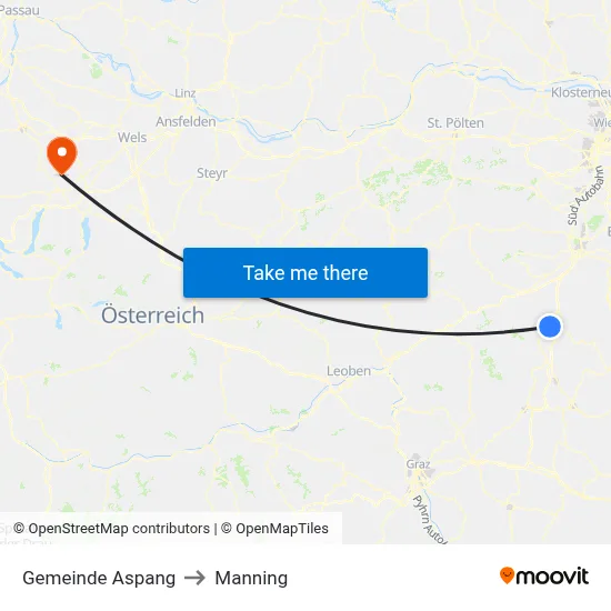 Gemeinde Aspang to Manning map