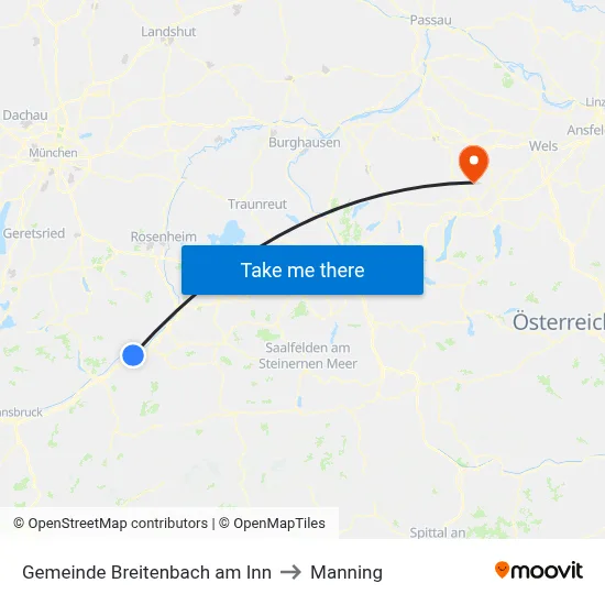 Gemeinde Breitenbach am Inn to Manning map