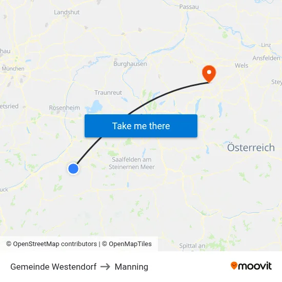 Gemeinde Westendorf to Manning map