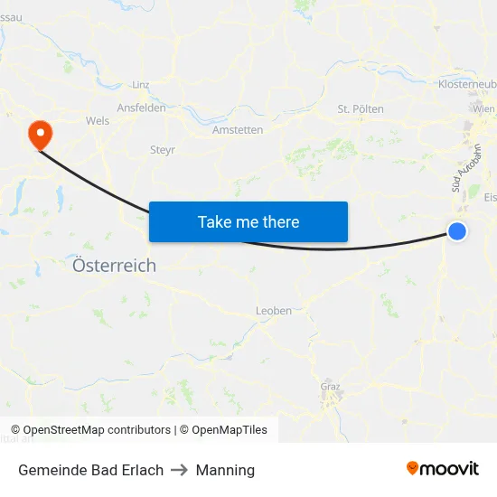 Gemeinde Bad Erlach to Manning map