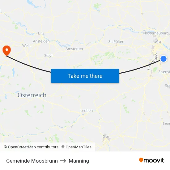 Gemeinde Moosbrunn to Manning map