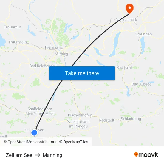 Zell am See to Manning map