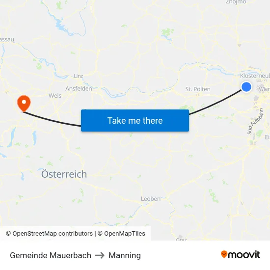 Gemeinde Mauerbach to Manning map