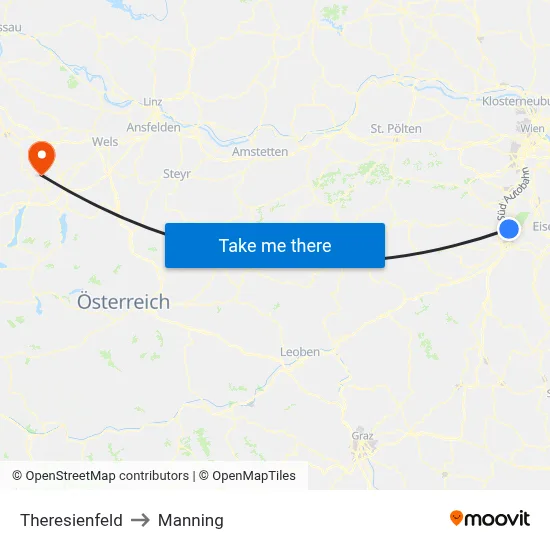 Theresienfeld to Manning map