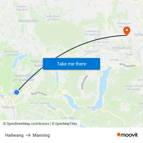 Hallwang to Manning map