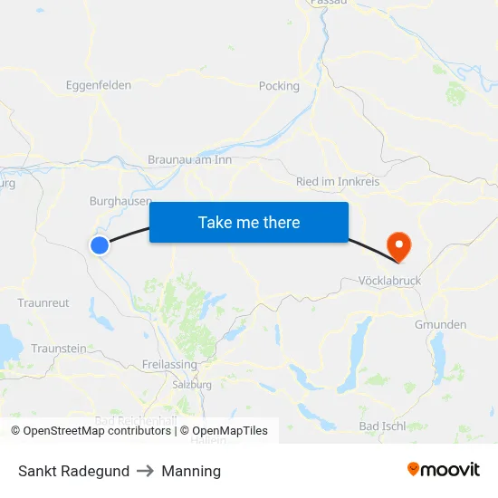 Sankt Radegund to Manning map