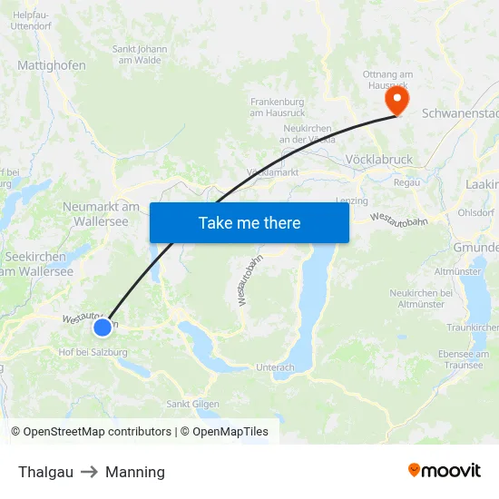 Thalgau to Manning map
