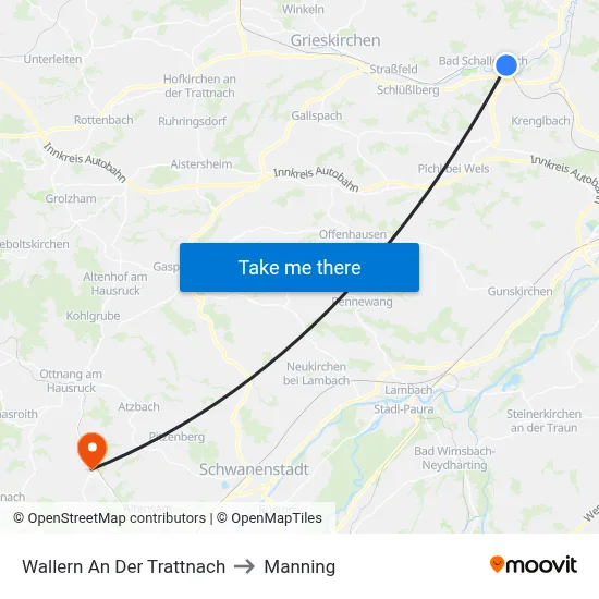 Wallern An Der Trattnach to Manning map