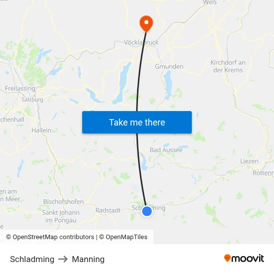 Schladming to Manning map