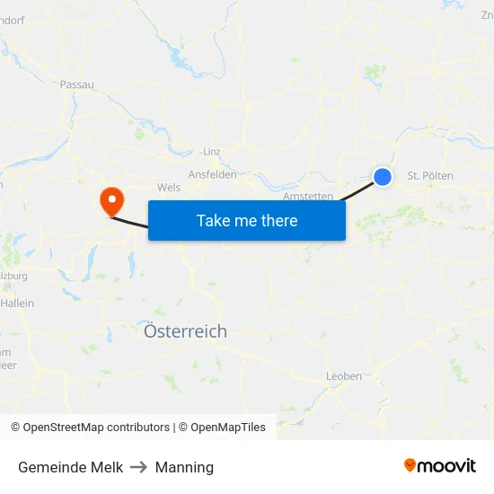 Gemeinde Melk to Manning map